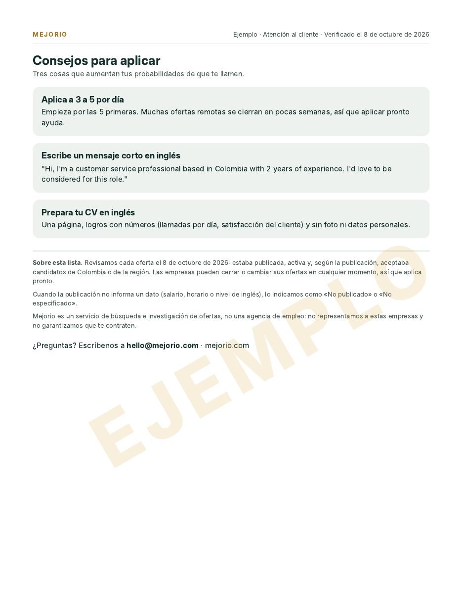 Página de consejos de un reporte de ejemplo